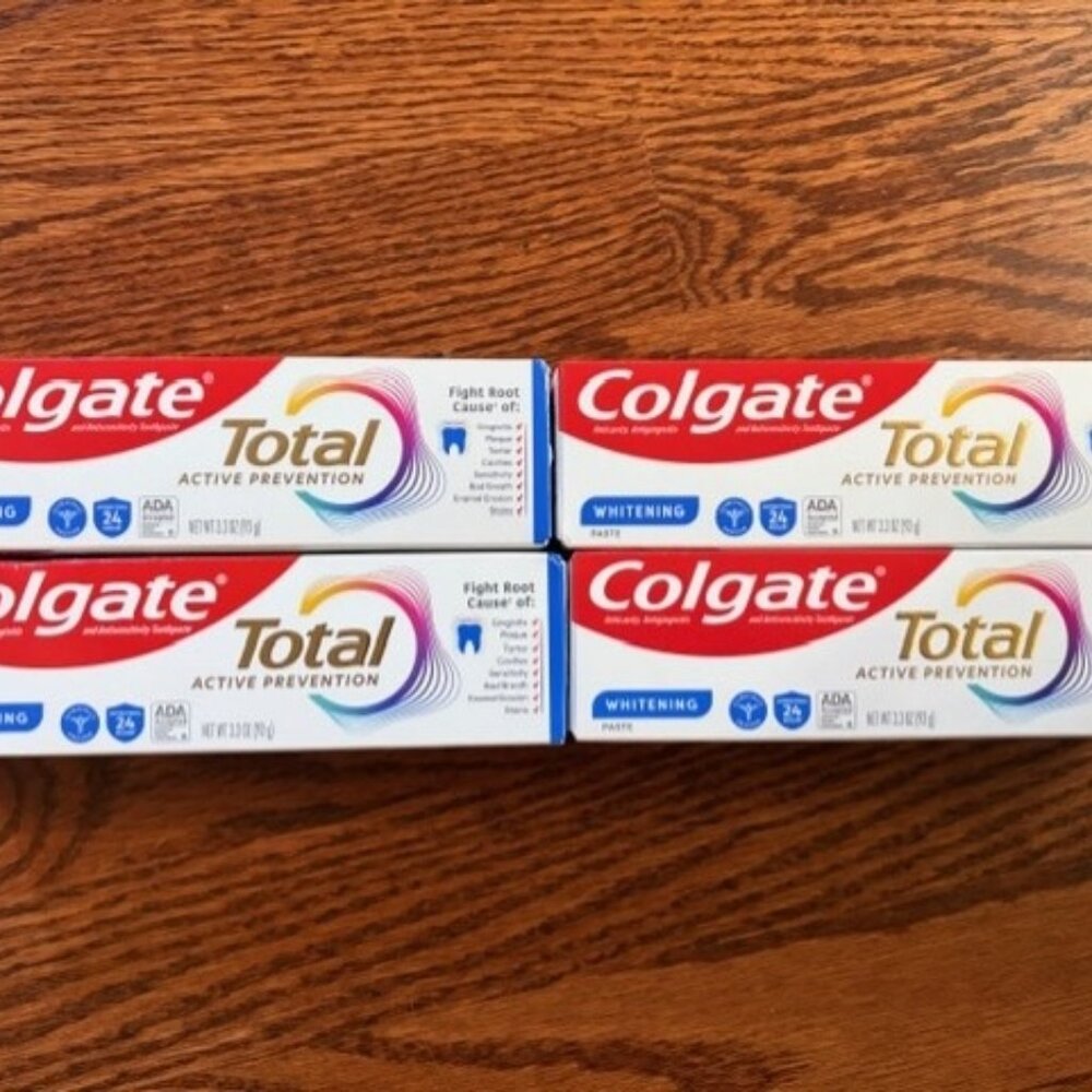 Lot of 4 Colgate Total Active Prevention 3.3 oz each Toothpastes Whitening Paste